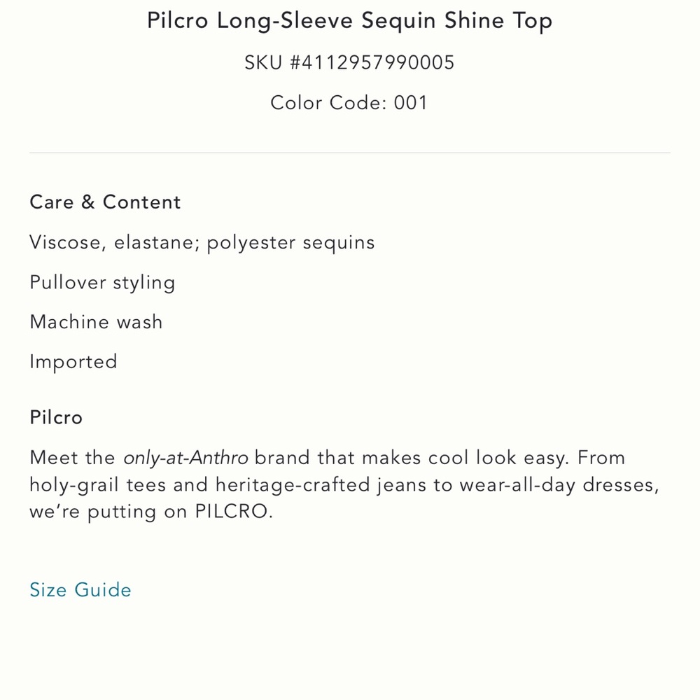 Pilcro guns n’ roses long sleeve shine sequin blouse - Picture 4 of 6